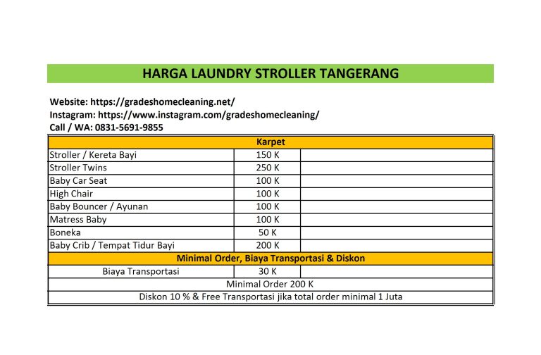 harga laundry stroller Tangerang