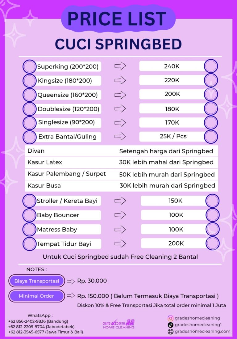 harga jasa cuci springbed